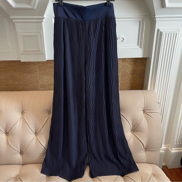 Aq:  NWT ANTHROPOLOGIE Pants Women's XS DELANO Knit Wide-Leg Pants Blue/Marine - Picture 1 of 14